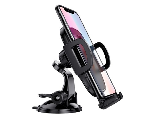 Автотримач для телефона BOROFONE BH37 Route push type suction cup car holder Black (6931474738486)