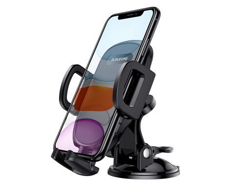 Автотримач для телефона BOROFONE BH37 Route push type suction cup car holder Black (6931474738486)