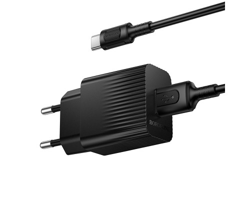 Мережевий зарядний пристрій з кабелем BOROFONE BAS71A Source single-port charger set(Type-C) Black (6941991122613)