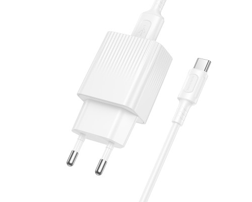 Мережевий зарядний пристрій з кабелем BOROFONE BAS71A Source single-port charger set(Type-C) White (6941991122620)