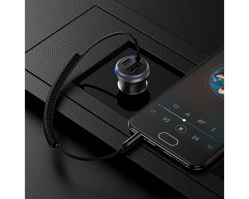 Bluetooth-ресивер BOROFONE BC64 Contento dual-port car BT receiver with built-in cable Black (6941991126567)