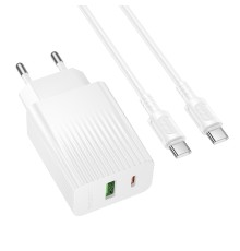 Мережевий зарядний пристрій з кабелем BOROFONE BAS76A Source PD30W+QC3.0 charger set(C to C) White (6941991122927)