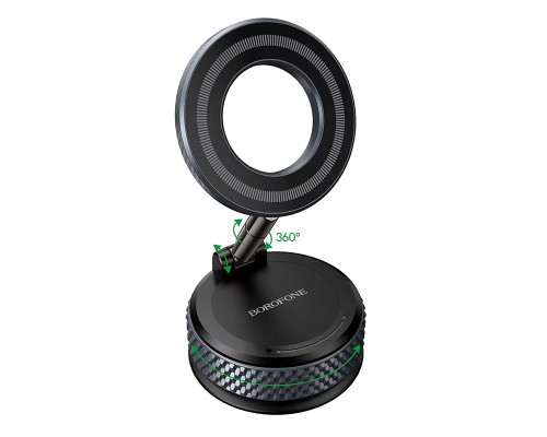 Автотримач для телефона BOROFONE BH144 Custodio vacuum suction cup magnetic holder(multi-scene) black metal gray (6941991127656)