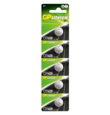 Батарейка GP CR1620 Lithium (5шт) (4891199063886)