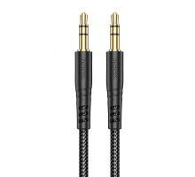 Аудіокабель HOCO UPA24 3.5mm male to 3.5mm male, nylon braid, 1m, Black (6931474789136)