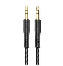 Аудіокабель HOCO UPA24 3.5mm male to 3.5mm male, nylon braid, 1m, Black (6931474789136)