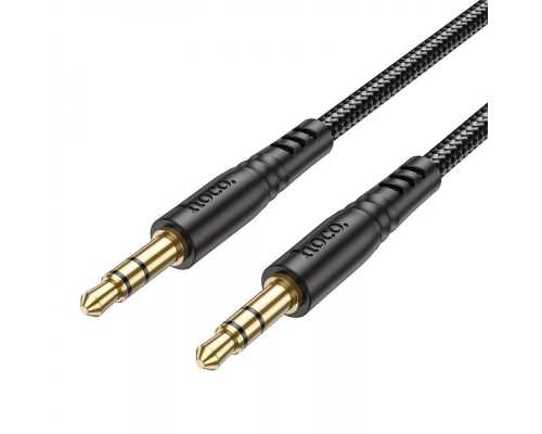 Аудіокабель HOCO UPA24 3.5mm male to 3.5mm male, nylon braid, 1m, Black (6931474789136)