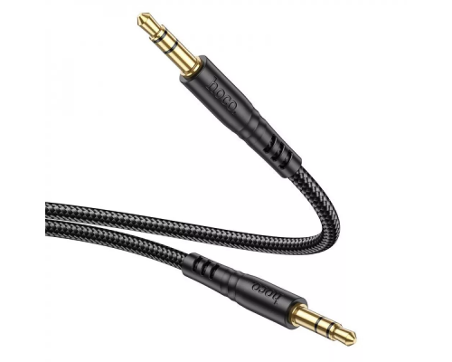 Аудіокабель HOCO UPA24 3.5mm male to 3.5mm male, nylon braid, 1m, Black (6931474789136)