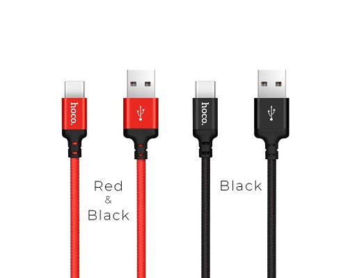 Кабель HOCO X14 USB to Type-C 2A, 2m, nylon, aluminum connectors, Black (6957531062929)