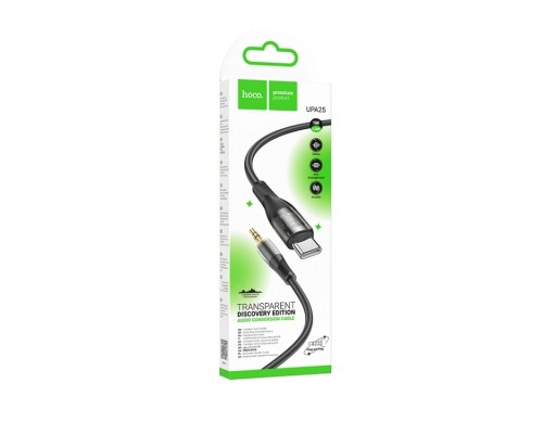 Аудіокабель HOCO UPA25 Transparent Discovery Edition Digital audio conversion cable Type-C Black (6931474791177)