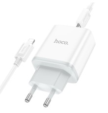 Мережевий зарядний пристрій з кабелем HOCO C104A Stage single port PD20W charger set (C to iP)(EU) White (6931474782908)