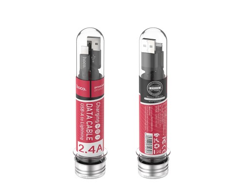 Кабель HOCO X14 USB to iP 2A, 1m, nylon, aluminum connectors, Black (6957531062820)