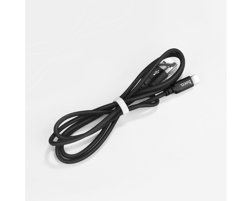Кабель HOCO X14 USB to iP 2A, 1m, nylon, aluminum connectors, Black (6957531062820)