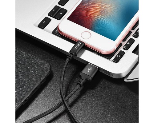 Кабель HOCO X14 USB to iP 2A, 1m, nylon, aluminum connectors, Black (6957531062820)