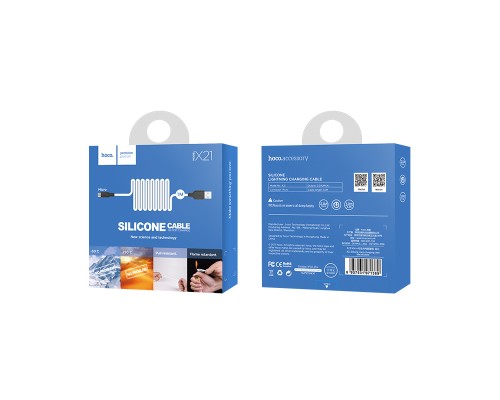 Кабель HOCO X21 USB to Micro 2A, 1m, silicone, TPE connectors, Black+White (6957531071389)
