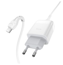 Мережевий зарядний пристрій з кабелем HOCO C72Q Glorious single port QC3.0 charger set(Micro) 18W White (6931474732538)
