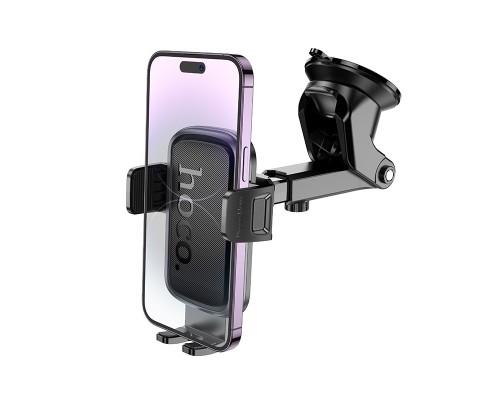 Автотримач для телефона HOCO H79 Vista push-type car holder (center console) Black Metal Gray (6942007647892)