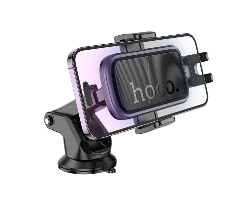 Автотримач для телефона HOCO H79 Vista push-type car holder (center console) Black Metal Gray (6942007647892)