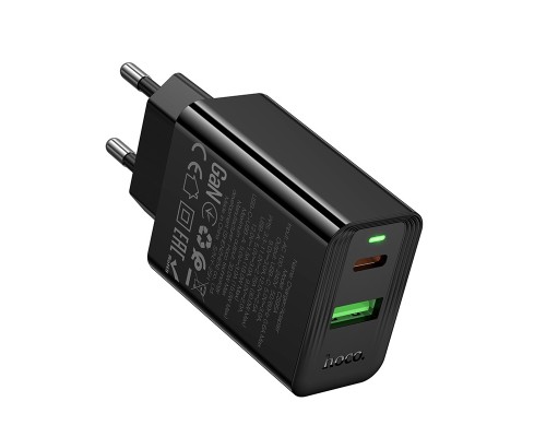 Мережевий зарядний пристрій HOCO CS95A Leader PD30W+QC3.0 charger(EU) Black (6942007671149)