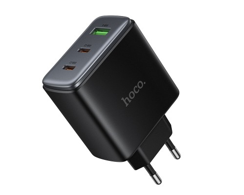 Мережевий зарядний пристрій HOCO C160A Upgrade PD65W(2C1A) charger Black (6942007672009)