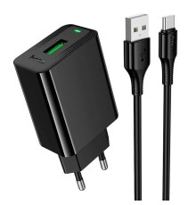 Мережевий зарядний пристрій HOCO CS91A Leader single-port charger set(Type-C) Black (6942007670999)