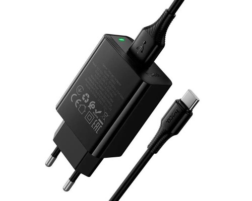 Мережевий зарядний пристрій HOCO CS91A Leader single-port charger set(Type-C) Black (6942007670999)