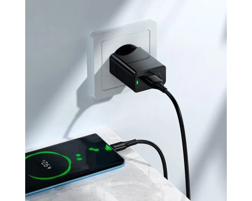 Мережевий зарядний пристрій HOCO CS91A Leader single-port charger set(Type-C) Black (6942007670999)
