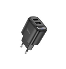 Мережевий зарядний пристрій HOCO C141A Smart dual-port charger Black (6942007627849)
