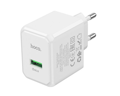Мережевий зарядний пристрій HOCO CS12A Ocean single port QC3.0 charger White (6942007603690)