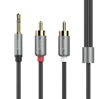 Аудіокабель HOCO UPA10 3.5mm male to double lotus RCA, TPE, 1.5m, Metal Gray (6957531078142)
