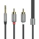 Аудіокабель HOCO UPA10 3.5mm male to double lotus RCA, TPE, 1.5m, Metal Gray (6957531078142)