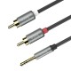 Аудіокабель HOCO UPA10 3.5mm male to double lotus RCA, TPE, 1.5m, Metal Gray (6957531078142)