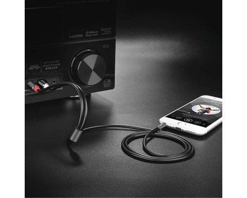 Аудіокабель HOCO UPA10 3.5mm male to double lotus RCA, TPE, 1.5m, Metal Gray (6957531078142)