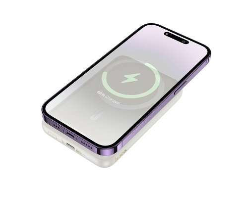 Зовнішній акумулятор HOCO J141 Grace PD20W magnetic power bank(10000mAh) Milky White (6942007639194)