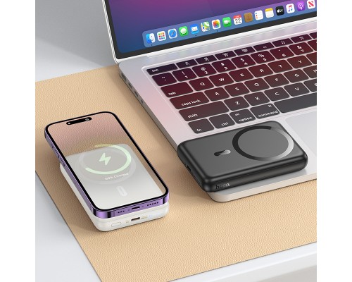 Зовнішній акумулятор HOCO J141 Grace PD20W magnetic power bank(10000mAh) Milky White (6942007639194)