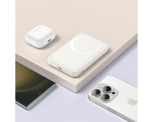 Зовнішній акумулятор HOCO J141 Grace PD20W magnetic power bank(10000mAh) Milky White (6942007639194)