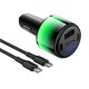 Автомобільний зарядний пристрій HOCO Z69B Vivido PD57W(2C1A) car charger with digital display set(C to C) Black (6942007681599)