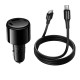Автомобільний зарядний пристрій HOCO Z69B Vivido PD57W(2C1A) car charger with digital display set(C to C) Black (6942007681599)