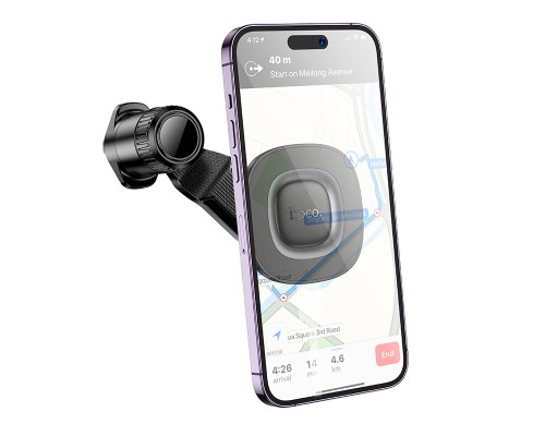 Автотримач для телефона HOCO H74 Crown ring magnetic car holder(air outlet) Black Metal Gray (6942007646895)