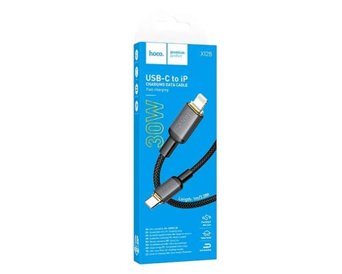 Кабель HOCO X128 Benefit PD30W charging data cable iP Black (6942007681056)