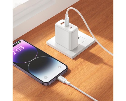 Кабель HOCO X128 Benefit PD30W charging data cable iP White (6942007681063)