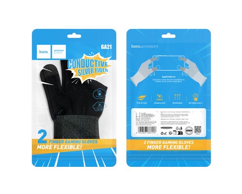 Рукавички ігрові HOCO GA21 Eagle Claw silver fiber two-finger gaming gloves(2PCS pack) Black (6942007666176)