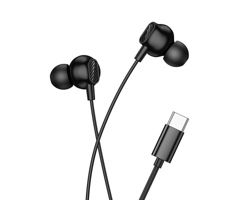 Навушники дротові HOCO M117 Victory universal digital earphones with microphone (Type-C) Black (6942007673235)