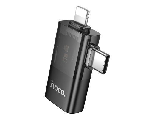 Перехідник HOCO UA36E iP male/C male to USB female OTG 2-in-1 transparent adapter (6942007647250)