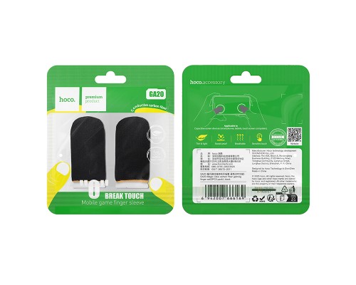 Напальчник ігровий HOCO GA20 Magic Claw carbon fiber gaming finger set(2PCS pack) Black (6942007666169)