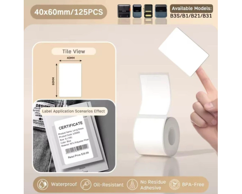 Етикетки NIIMBOT T40*60-125 (White) (A2A68651201)