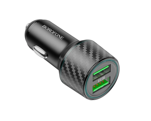 Автомобільний зарядний пристрій BOROFONE BZ21A Brilliant 36W dual port QC3.0 car charger Black (6941991101205)