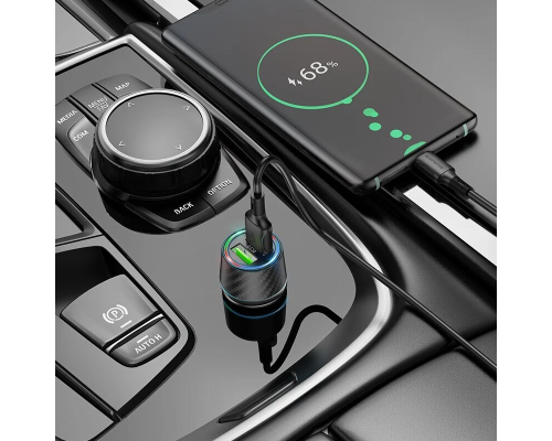 Автомобільний зарядний пристрій BOROFONE BZ21A Brilliant 36W dual port QC3.0 car charger Black (6941991101205)