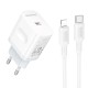 Мережевий зарядний пристрій з кабелем BOROFONE BA99A Breeze single port PD20W charger set(C to iP) White (6941991121364)