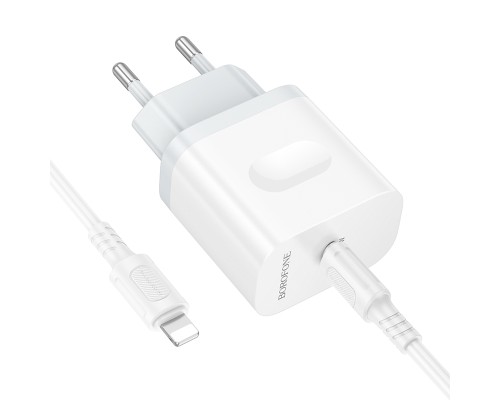 Мережевий зарядний пристрій з кабелем BOROFONE BA99A Breeze single port PD20W charger set(C to iP) White (6941991121364)